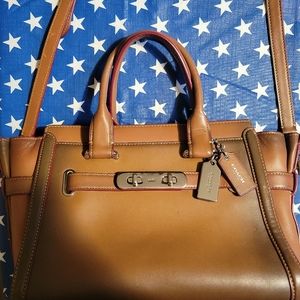 COACH HANDBAG SWAGGER EDITION WOMEN LEATHER BROWN